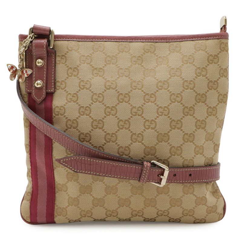 Gucci Gg Canvas Shoulder Bag With Leather